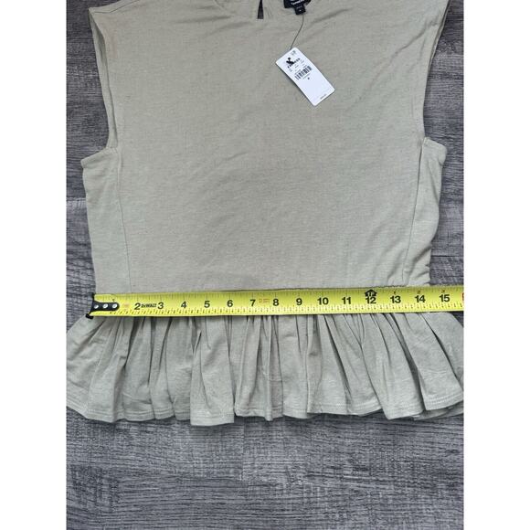 Express Linen-Blend Crew Neck Peplum Tee Swan Color Size Medium New Boho - Picture 6 of 10